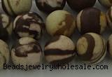 CRO1074 15.5 inches 12mm round matte brown zebra jasper beads