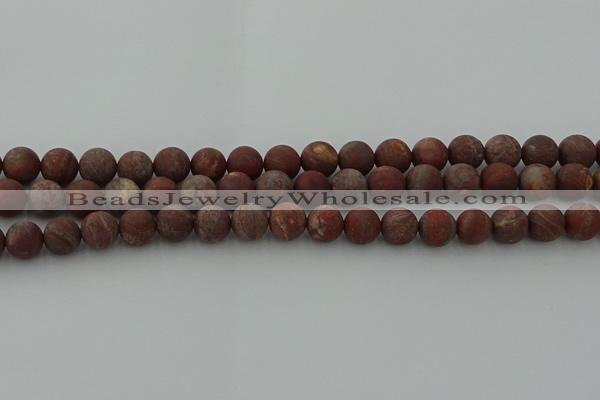 CRO1102 15.5 inches 8mm round matte pomegranate jasper beads