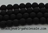 CRO1130 15.5 inches 4mm round matte black agate gemstone beads