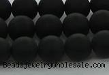 CRO1133 15.5 inches 10mm round matte black agate gemstone beads