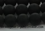 CRO1134 15.5 inches 12mm round matte black agate gemstone beads