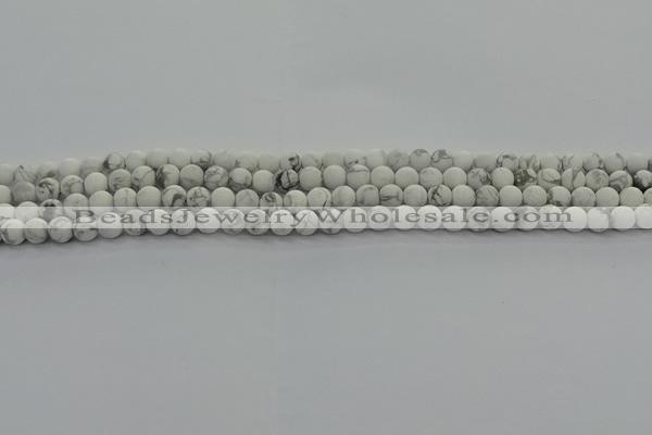 CRO1140 15.5 inches 4mm round matte white howlite beads