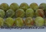 CRO1152 15.5 inches 8mm round matte green dragon serpentine jasper beads