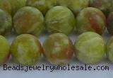 CRO1154 15.5 inches 12mm round matte green dragon serpentine jasper beads