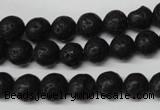 CRO118 15.5 inches 8mm round black lava beads wholesale