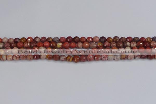 CRO1189 15.5 inches 6mm faceted round red porcelain beads