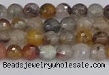 CRO1195 15.5 inches 4mm faceted round mixed lodalite quartz beads