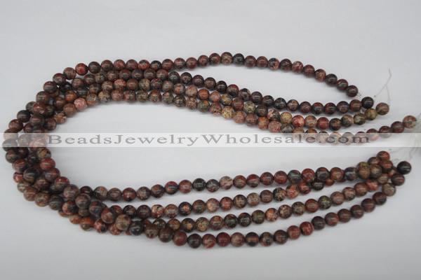 CRO14 15.5 inches 6mm round red leopard skin jasper beads wholesale