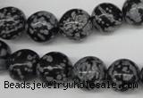 CRO284 15.5 inches 12mm round snowflake obsidian beads wholesale