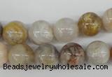 CRO316 15.5 inches 12mm round bamboo leaf agate beads wholesale