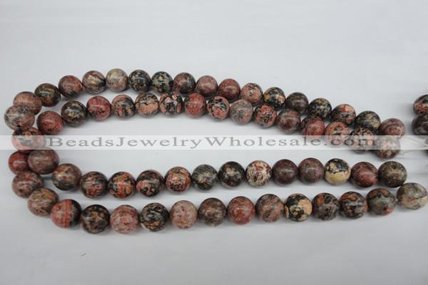 CRO324 15.5 inches 12mm round red leopard skin jasper beads wholesale