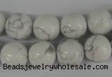 CRO364 15.5 inches 12mm round white howlite turquoise beads wholesale