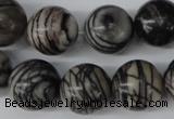 CRO451 15.5 inches 16mm round black water jasper beads wholesale