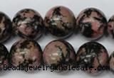 CRO452 15.5 inches 16mm round rhodonite gemstone beads wholesale