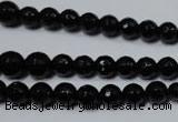 CRO702 15.5 inches 6mm – 14mm faceted round black agate beads