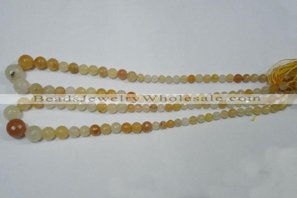 CRO726 15.5 inches 6mm – 14mm faceted round yellow jade beads