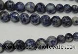 CRO733 15.5 inches 6mm – 14mm faceted round blue spot stone beads