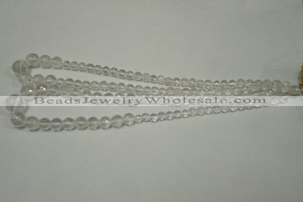 CRO741 15.5 inches 6mm – 14mm faceted round white crystal beads