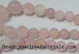 CRO742 15.5 inches 6mm – 14mm faceted round rose quartz beads