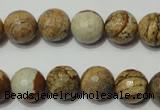 CRO763 15.5 inches 10mm faceted round picture jasper beads wholesale