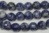 CRO773 15.5 inches 10mm faceted round blue spot stone beads wholesale