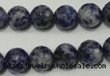 CRO774 15.5 inches 12mm faceted round blue spot stone beads wholesale