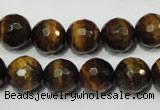 CRO784 15.5 inches 12mm faceted round yellow tiger eye beads wholesale