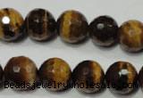 CRO785 15.5 inches 14mm faceted round yellow tiger eye beads wholesale