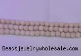 CRO790 15.5 inches 4mm round matte rice white fossil beads