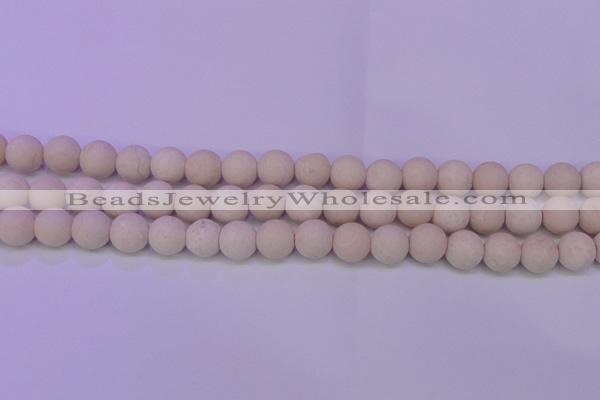 CRO791 15.5 inches 6mm round matte rice white fossil beads