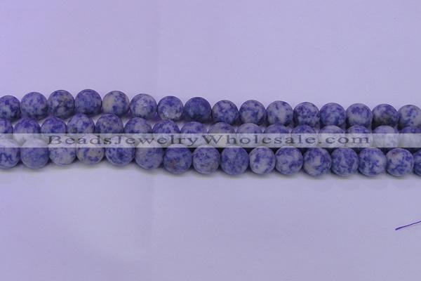 CRO850 15.5 inches 4mm round matte blue spot beads