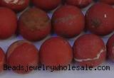 CRO935 15.5 inches 14mm round matte red jasper beads wholesale