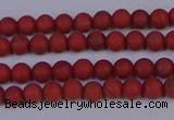 CRO940 15.5 inches 4mm round matte red jasper beads wholesale