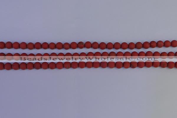 CRO941 15.5 inches 6mm round matte red jasper beads wholesale