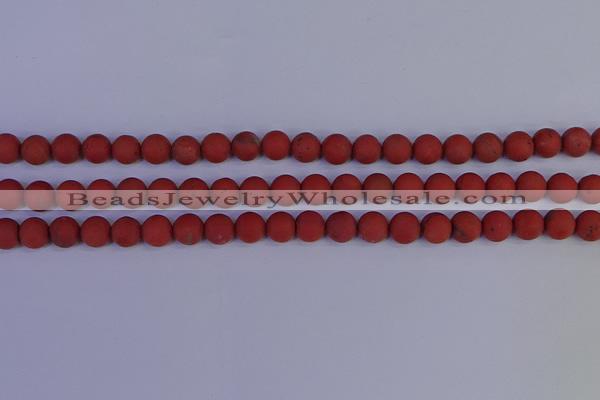 CRO942 15.5 inches 8mm round matte red jasper beads wholesale