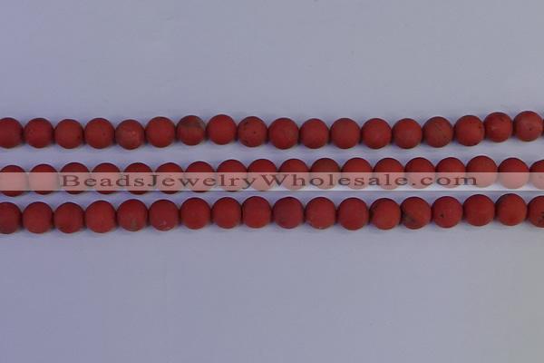 CRO943 15.5 inches 10mm round matte red jasper beads wholesale