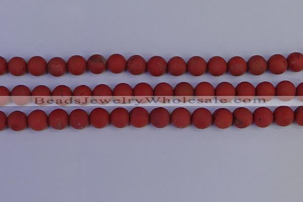 CRO945 15.5 inches 14mm round matte red jasper beads wholesale