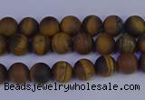 CRO960 15.5 inches 4mm round matte yellow tiger eye beads wholesale