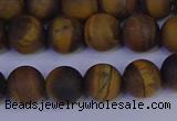 CRO963 15.5 inches 10mm round matte yellow tiger eye beads wholesale