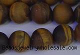 CRO965 15.5 inches 14mm round matte yellow tiger eye beads wholesale