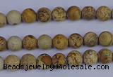 CRO970 15.5 inches 4mm round matte picture jasper beads wholesale