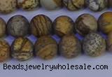 CRO972 15.5 inches 8mm round matte picture jasper beads wholesale