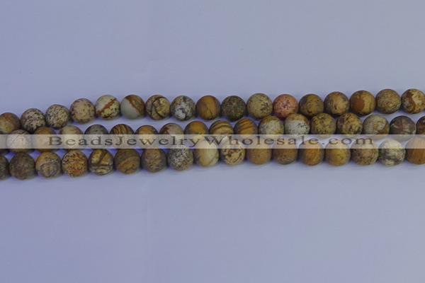 CRO972 15.5 inches 8mm round matte picture jasper beads wholesale