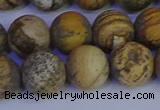 CRO974 15.5 inches 12mm round matte picture jasper beads wholesale