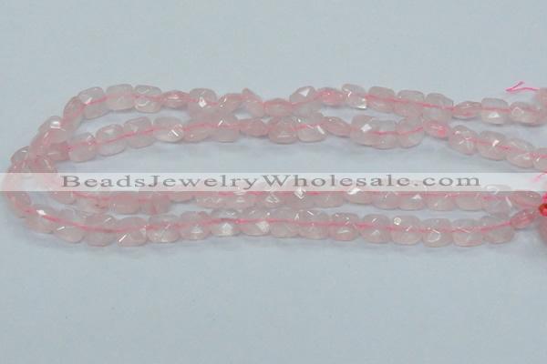 CRQ100 15.5 inches 10*10mm faceted square natural rose quartz beads