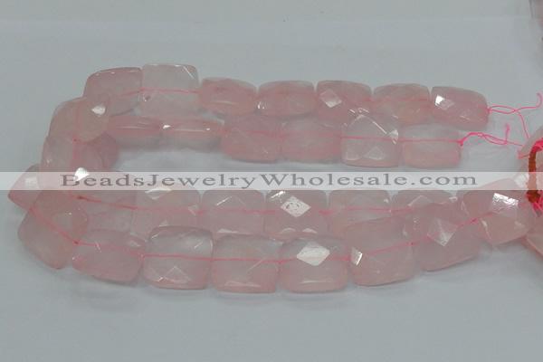 CRQ102 15.5 inches 25*25mm faceted square natural rose quartz beads