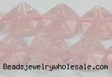 CRQ104 15.5 inches 20*20mm lotus shaped natural rose quartz beads