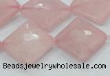 CRQ107 15.5 inches 20*20mm faceted diamond natural rose quartz beads