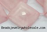 CRQ108 15.5 inches 30*30mm faceted diamond natural rose quartz beads