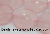 CRQ111 15.5 inches 30mm faceted coin natural rose quartz beads